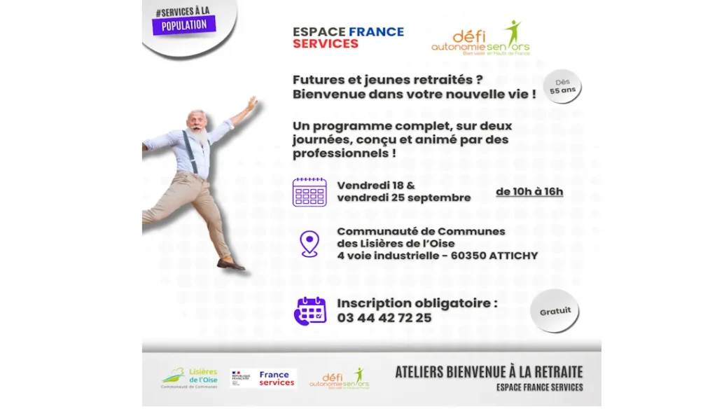 Lire la suite de l'actualité Atelier à destination des futurs retraités et des jeunes retraités les 18 et 25 septembre 2026 de 10h à 16h