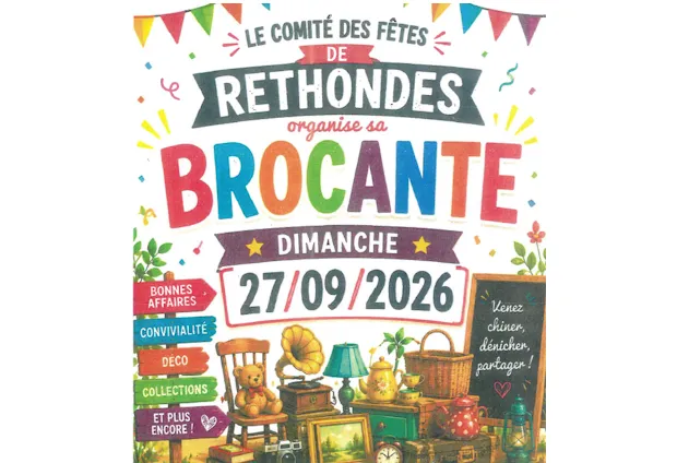 Lire la suite de l'actualité Brocante de Rethondes le 27 septembre 2026