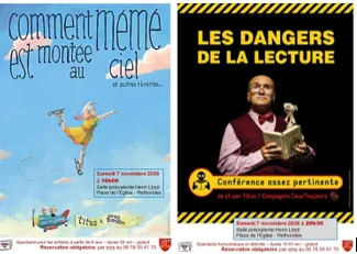 Lire la suite de l'actualité Samedi 7 novembre 2 spectacles gratuits salle polyvalente Henri Lhoir